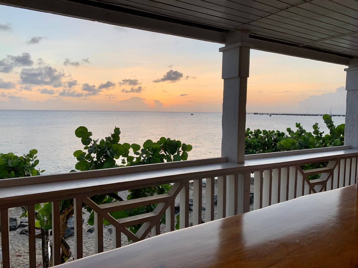 The view at sunset out across the Caribbean from Louis & Nacho's in Frederiksted