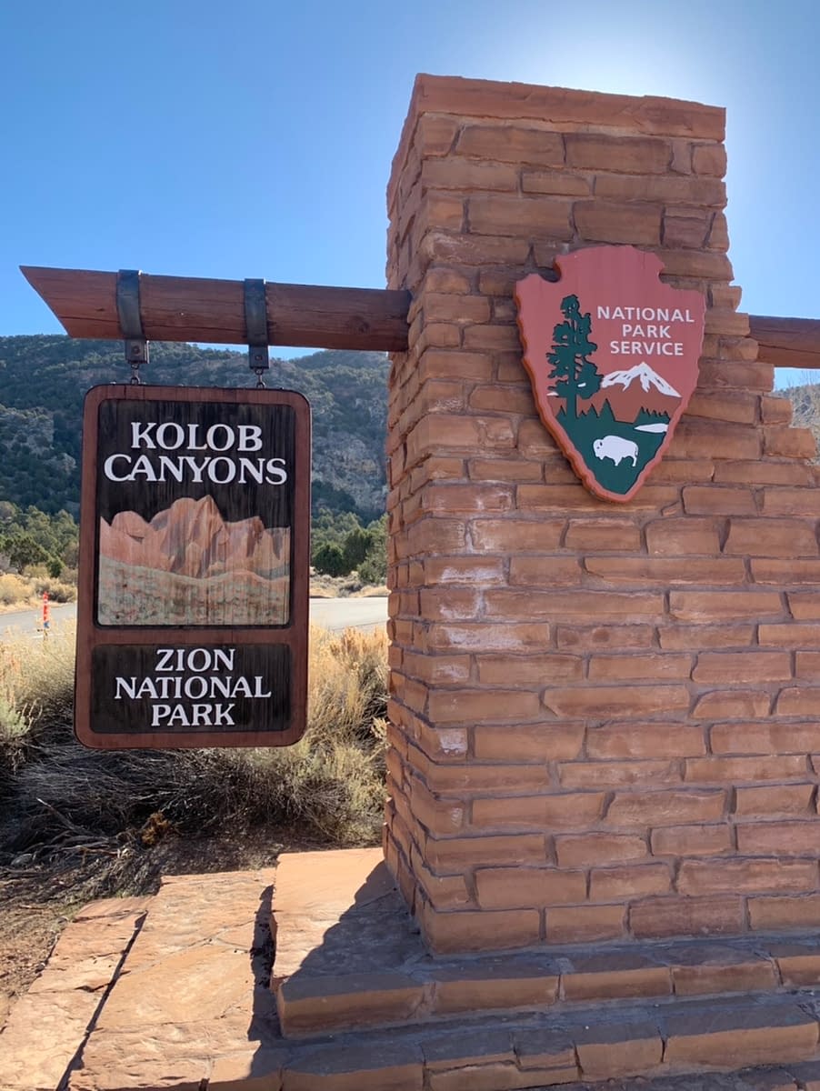 The entrance to the Kolob Canyons section of Zion National Park