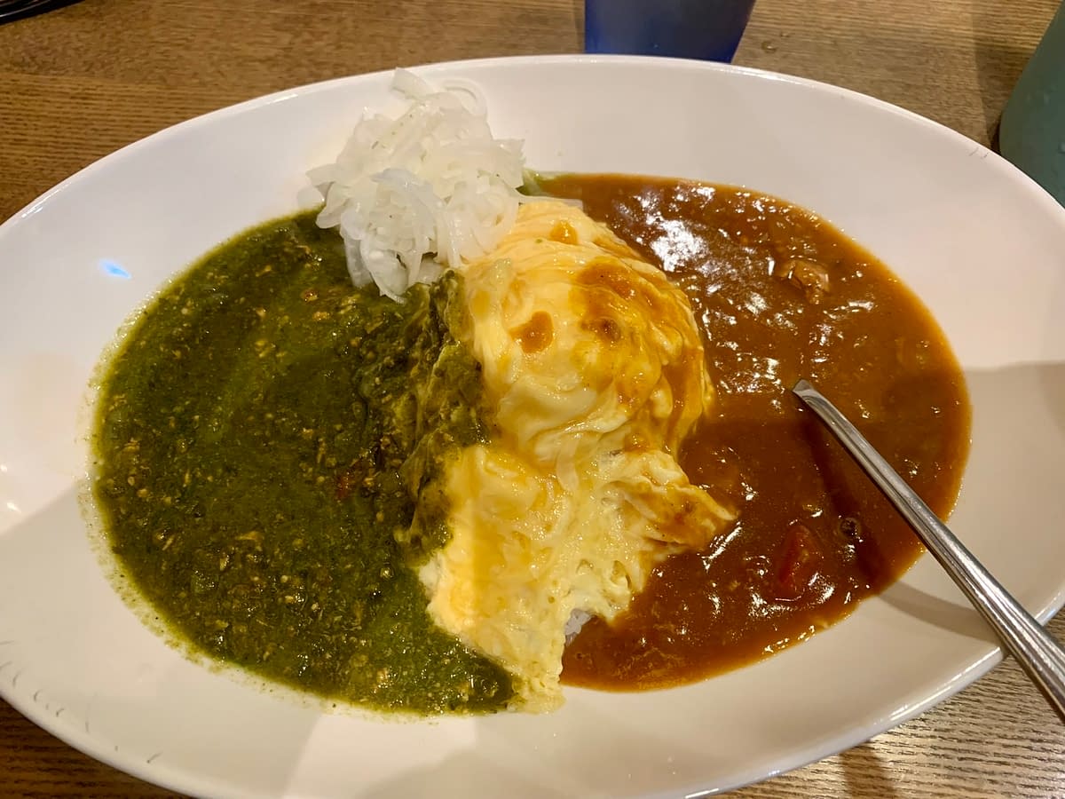 Japanese Curry served with an omelete from Wakasa Curry Honpo in Nara Japan