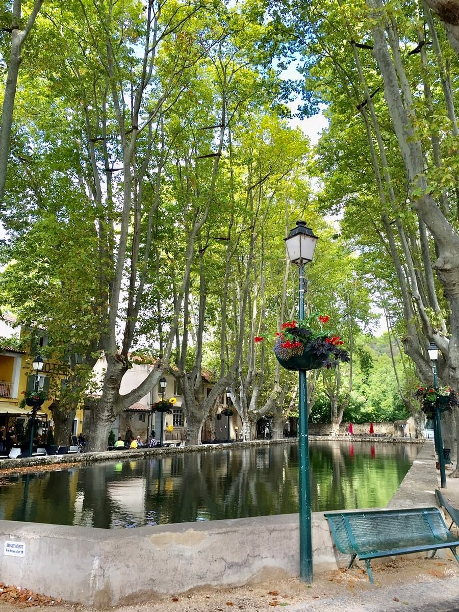 A man-made pond in the town square of Cucaron France. 