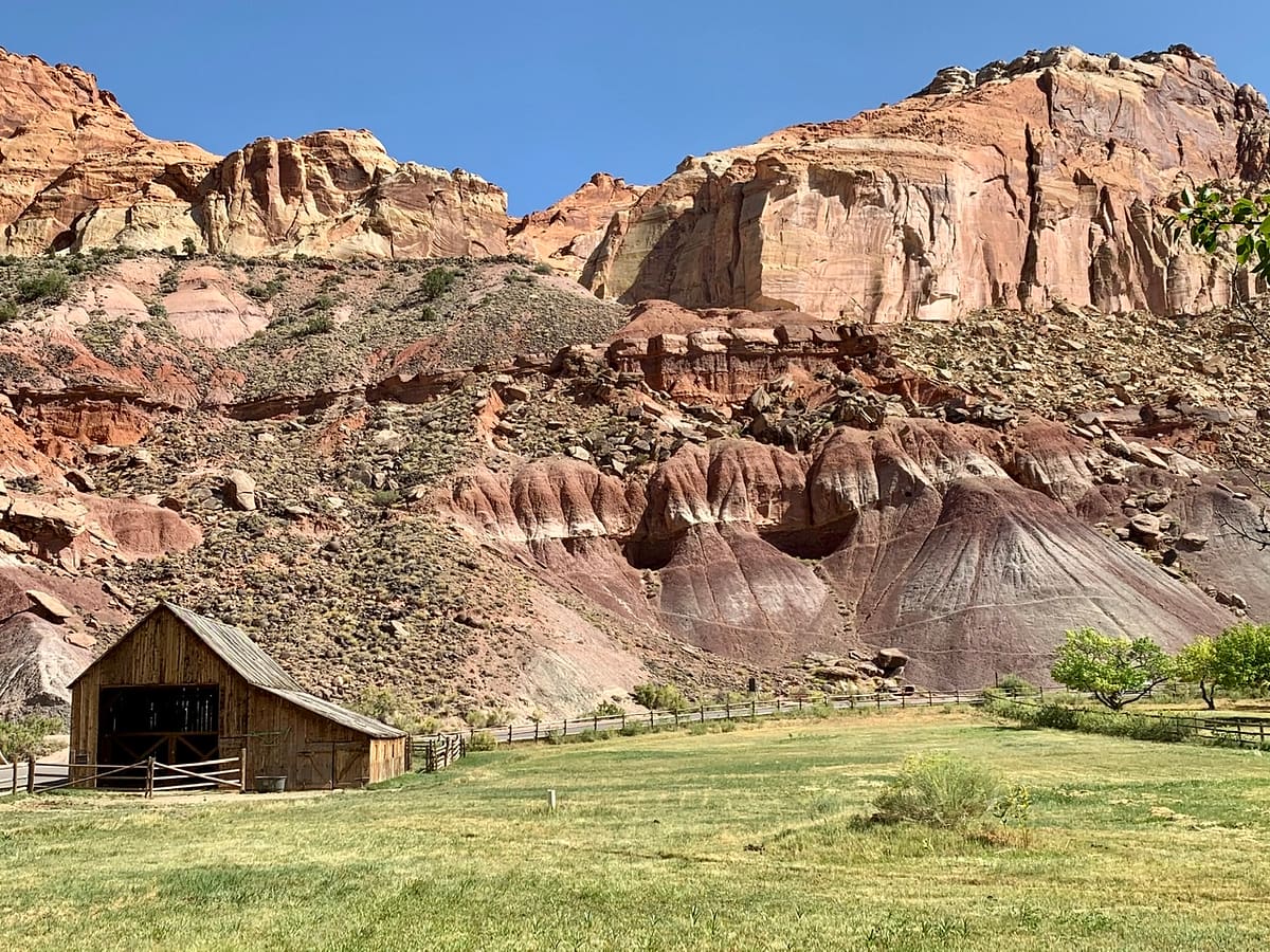 An abandoned barn in Fruita Utah along the Capitol Reef National Park Scenic Drive