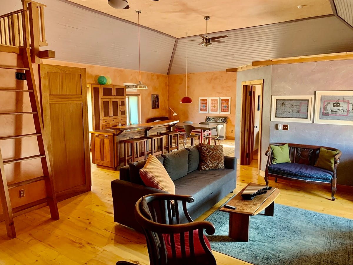 Inside the Sweetgrass Studio AirBnb vacation rental in Bicknell Utah