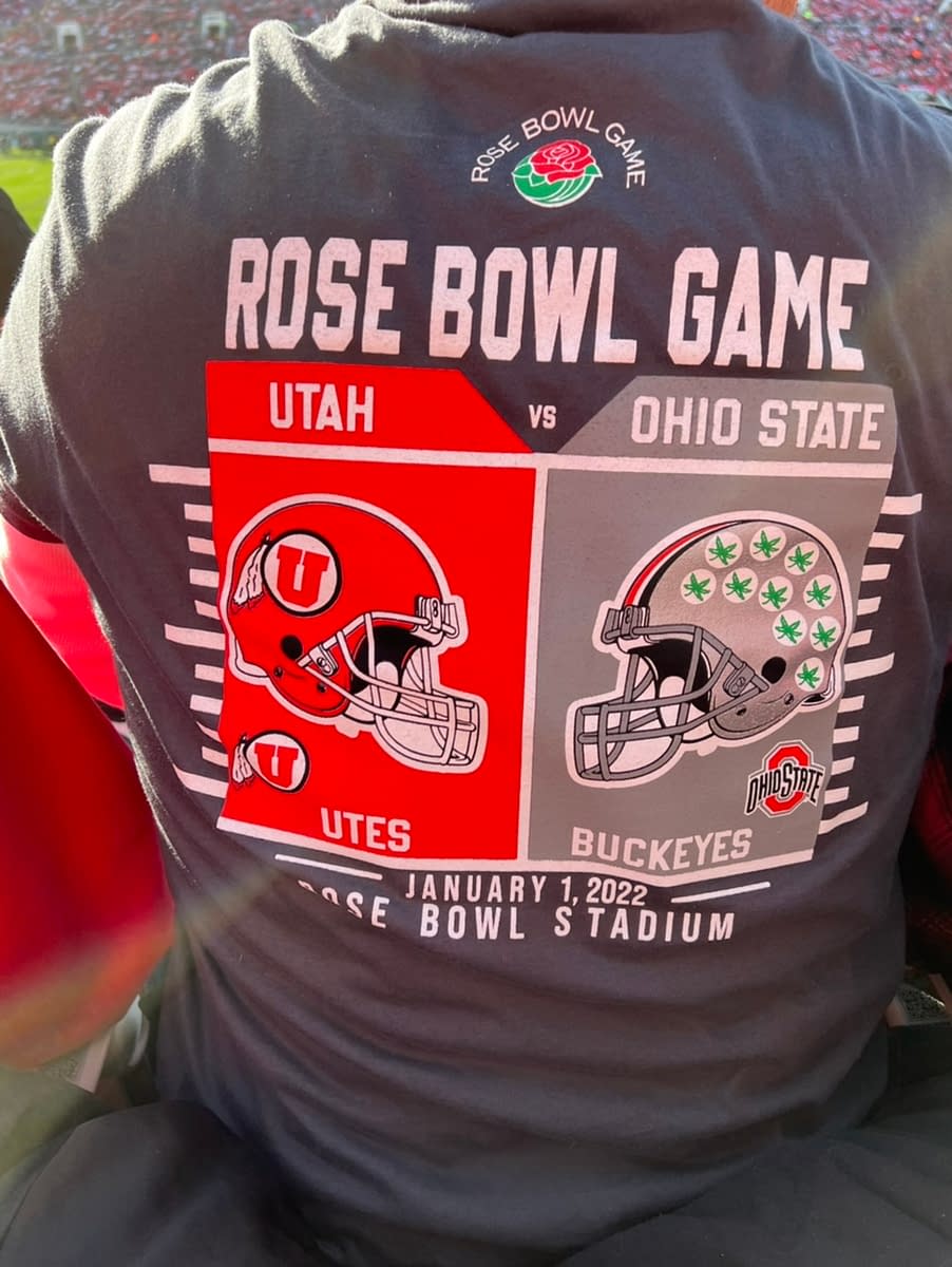 A shirt from the 2022 Rose Bowl game Utah vs Ohio State