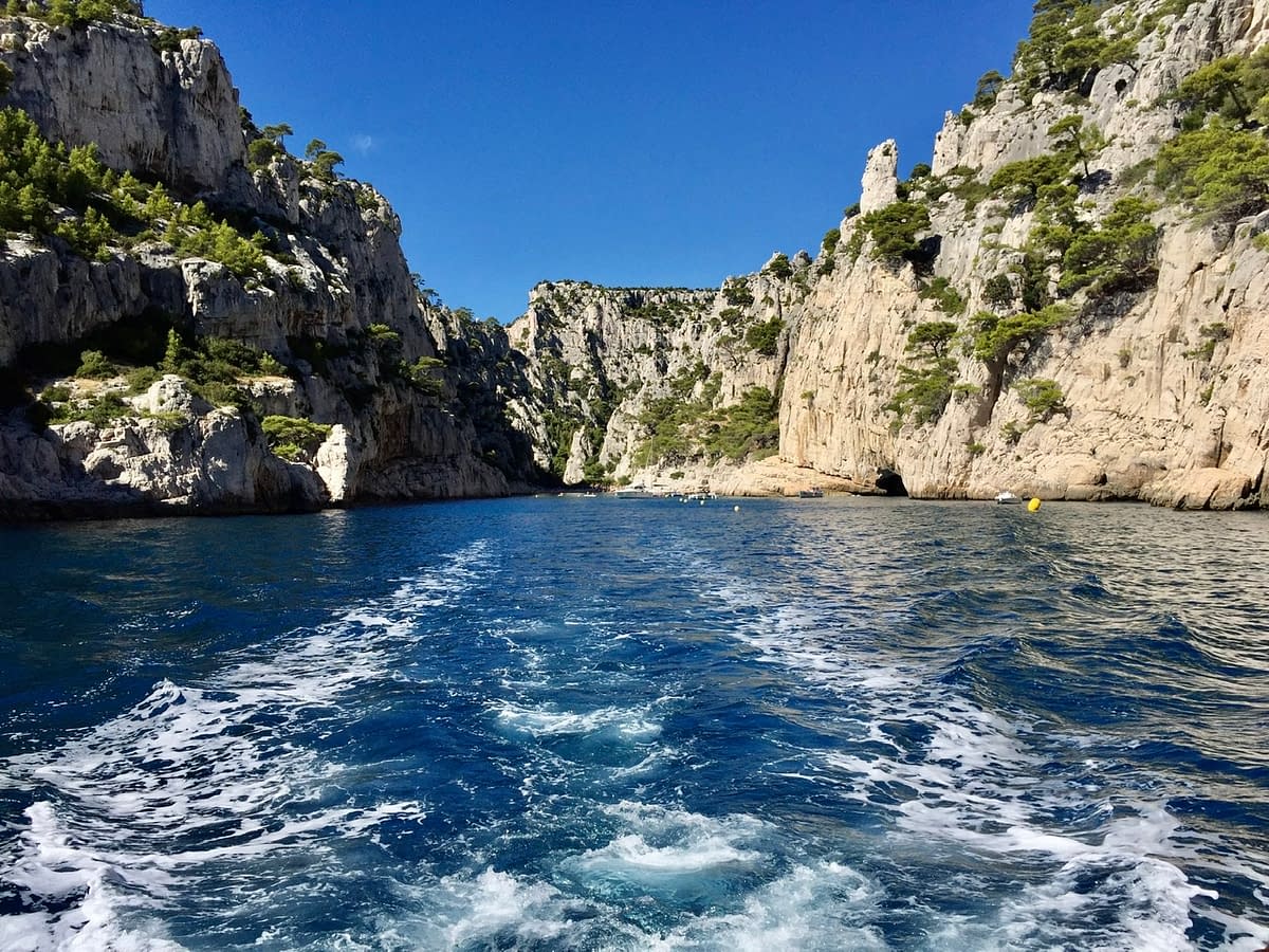 Exploring the calanques near Cassis France by boat