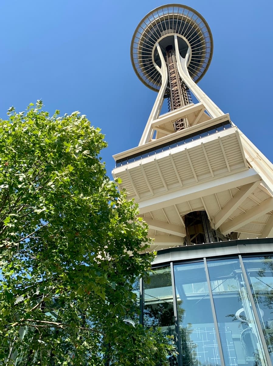 An upward view while visiting the Space Needle