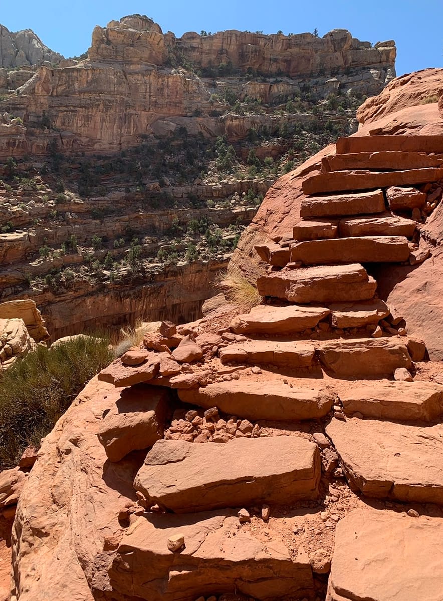 Steep sandstone steps along the Cassidy Arch Trail in Capitol Reef National Park