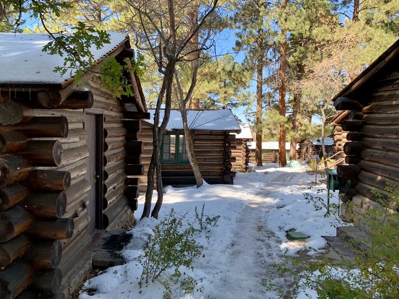 Snow covering the cabins at the North Rim Grand Canyon Lodge