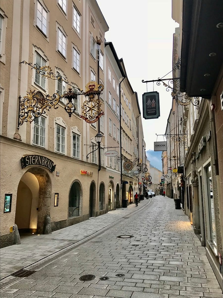 The Getreigasse in old town Salzburg Austria
