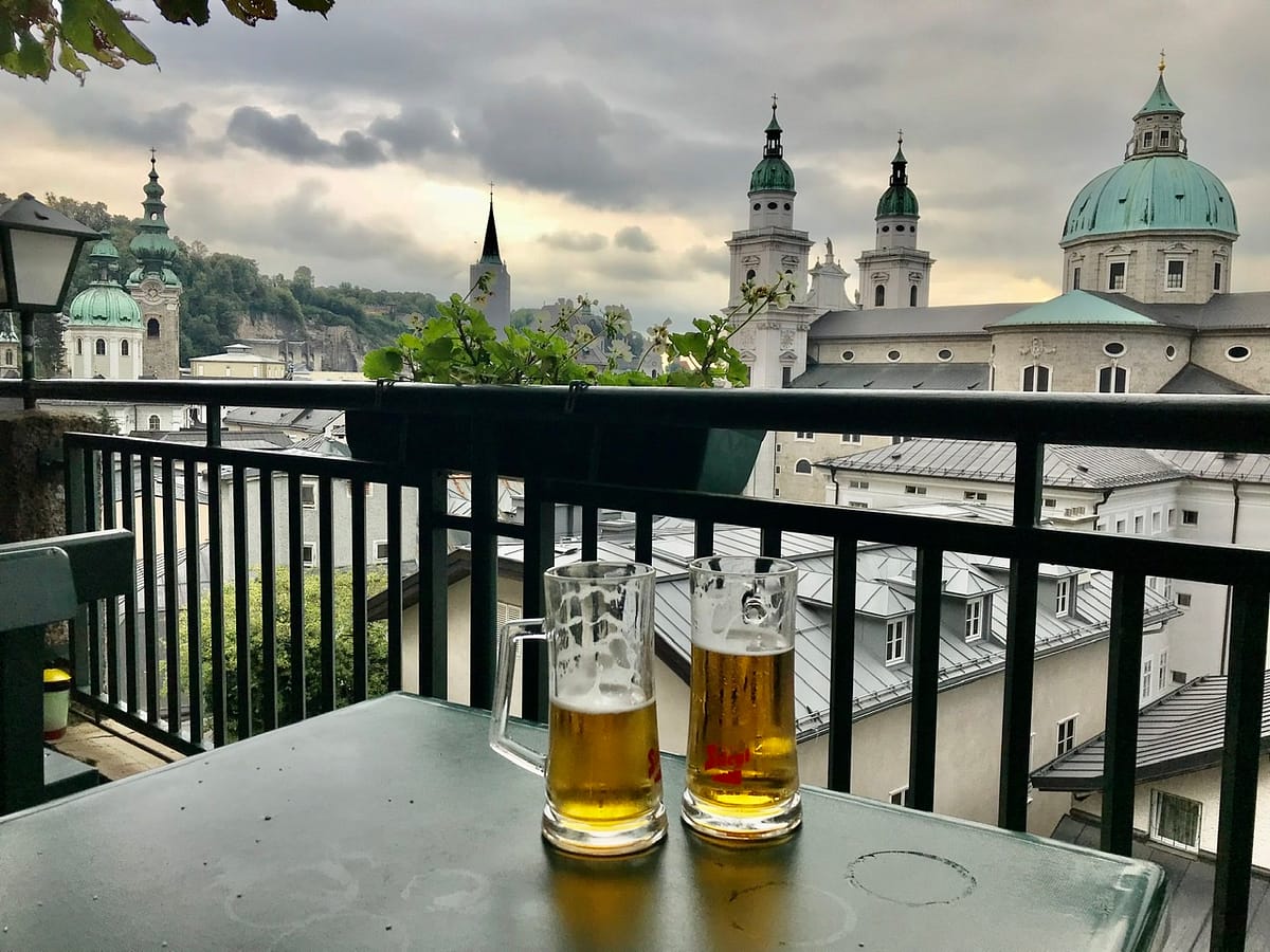 View across Salzburg from Stieglkeller beer garden