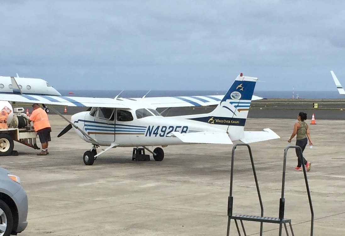 Wings Over Kauai's Cessna.  This is the plane from which we took our Air Tour over Kauai