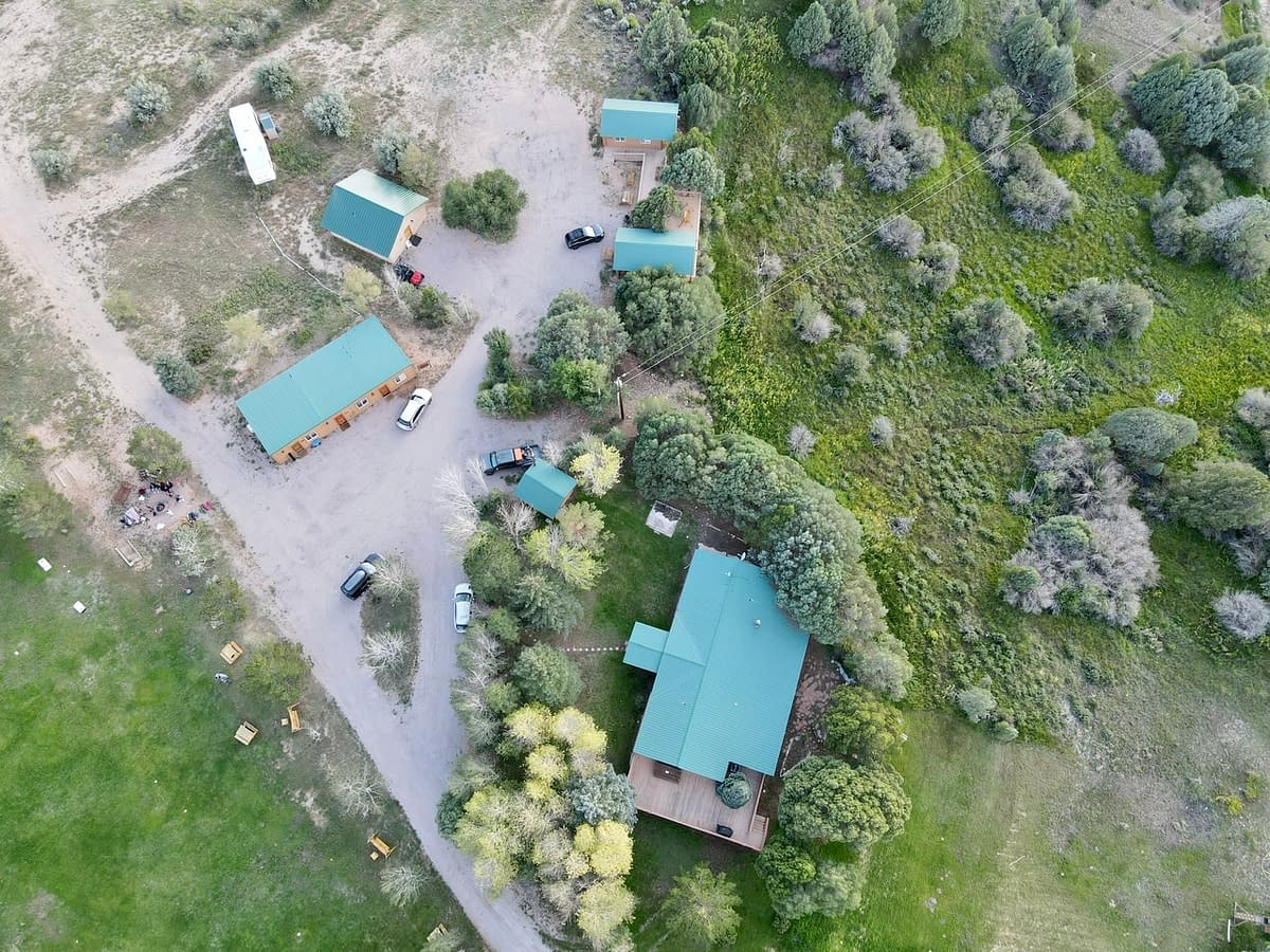 A view of the Sevier River Ranch from a drone