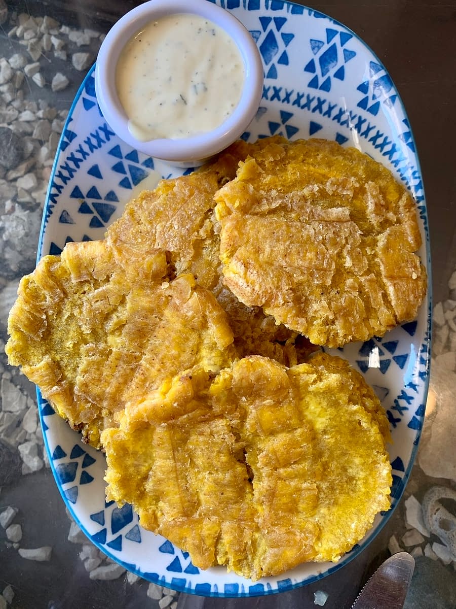 Patacones - flattened, fried, and salted plantains.  One of my favorite Costa Rican foods