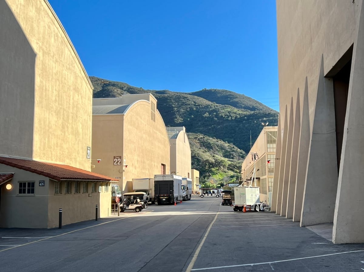 Soundstages line the streets of the Warner Bros Studio Front Lot