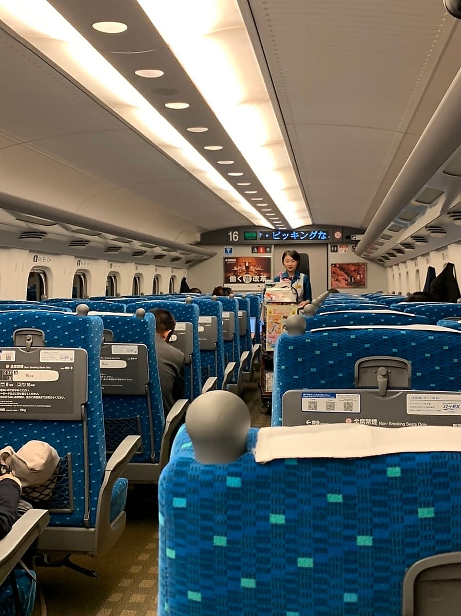 Inside a Shinkansen Bullet Train - the fastest form of public transportation in Kyoto
