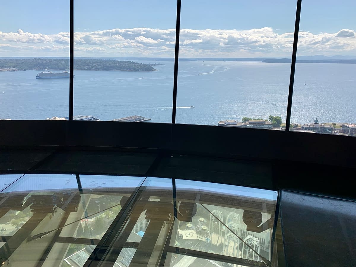 The view from the Space Needle's Loupe observation deck