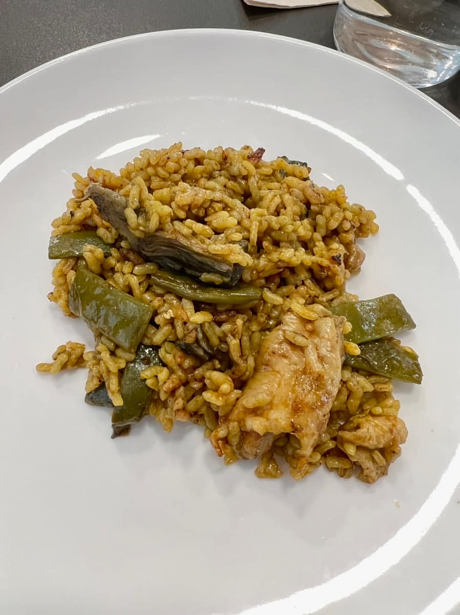 Paella Valenciana as prepared at a cooking class in Seville Spain