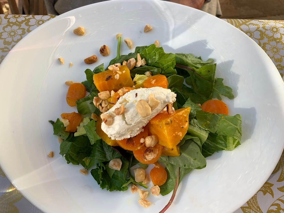 Goat Cheese and Golden Beet Salad at Hell's Backbone Grill and Farm in Boulder Utah