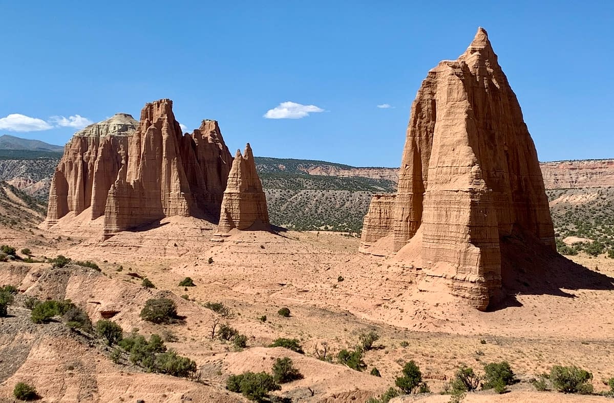 Sandstone pinnacles in Capitol Reef's Cathedral Valley