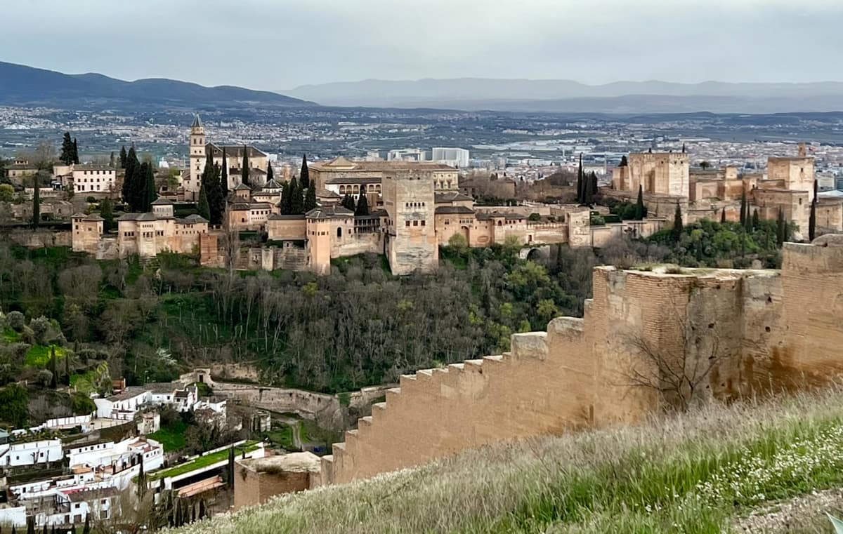 One of the best Alhambra viewpoints from upper Sacromonte along the ancient city wall