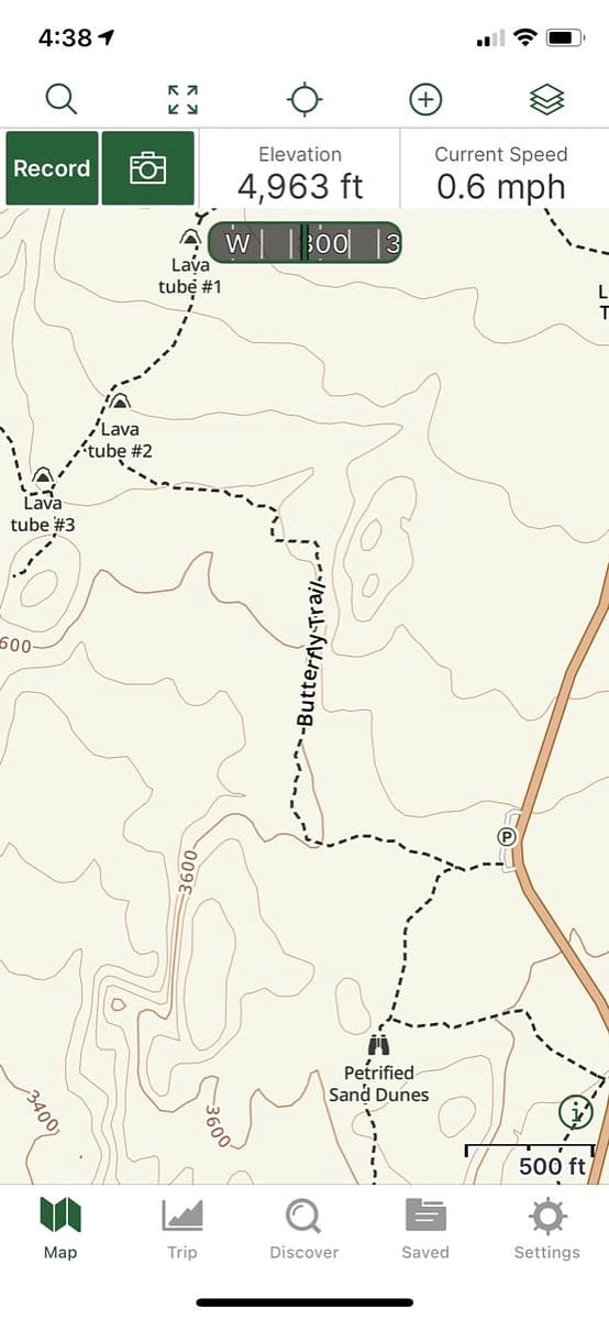 Trail Map for Snow Canyon hikes from the Gaia GPS app