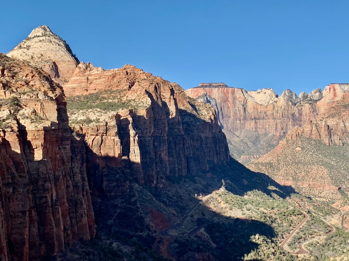 One of the views at the end of the Zion Canyon Overlook Trail in Zion National Park