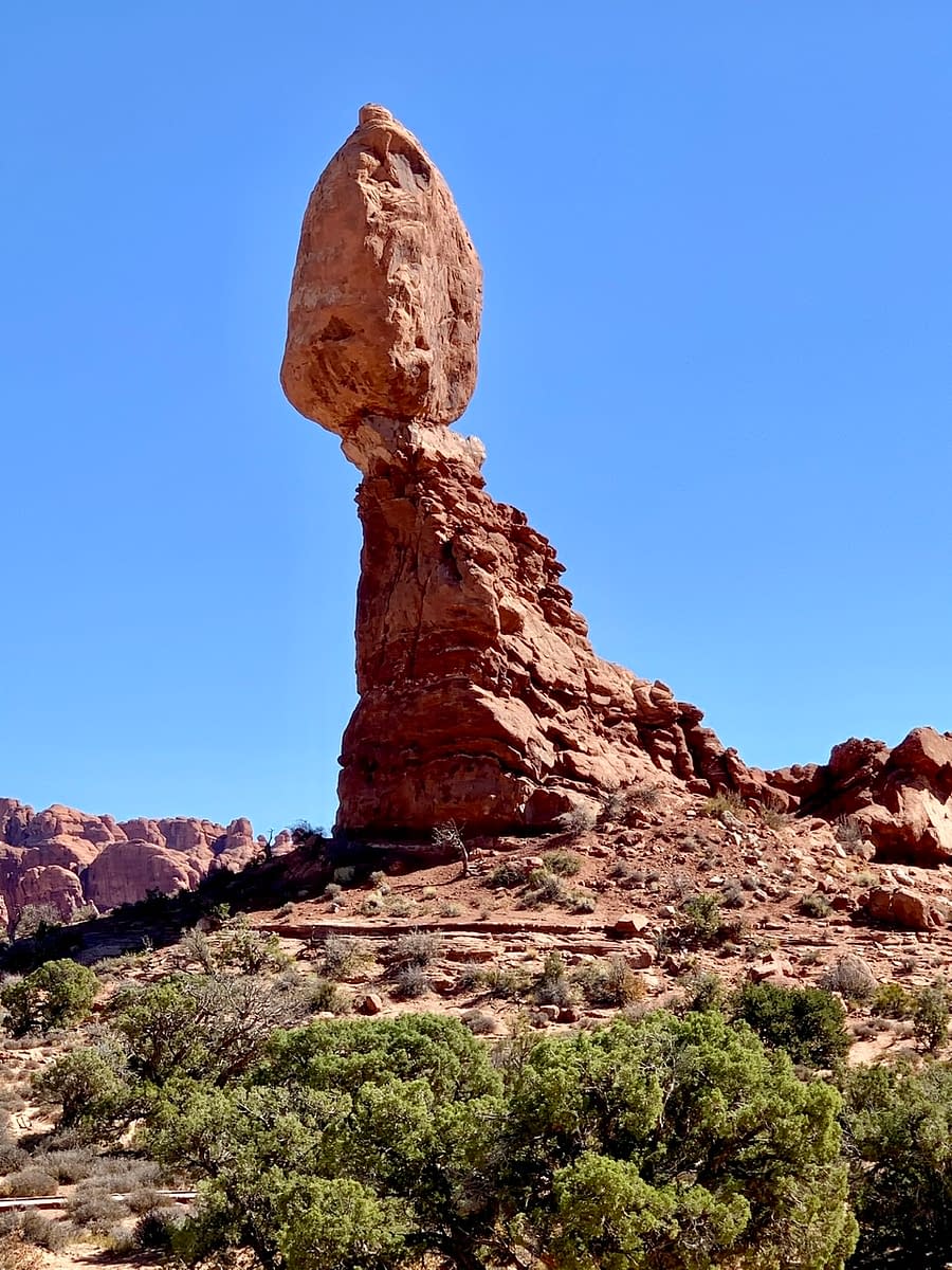 Balanced Rock sits along the Arches National Park Scenic Drive