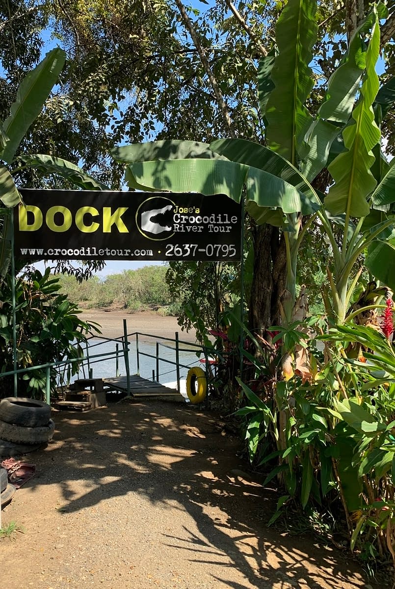 Riverside dock entrance for Jose's crocodile river tour - one of my favorite local tours in Costa Rica
