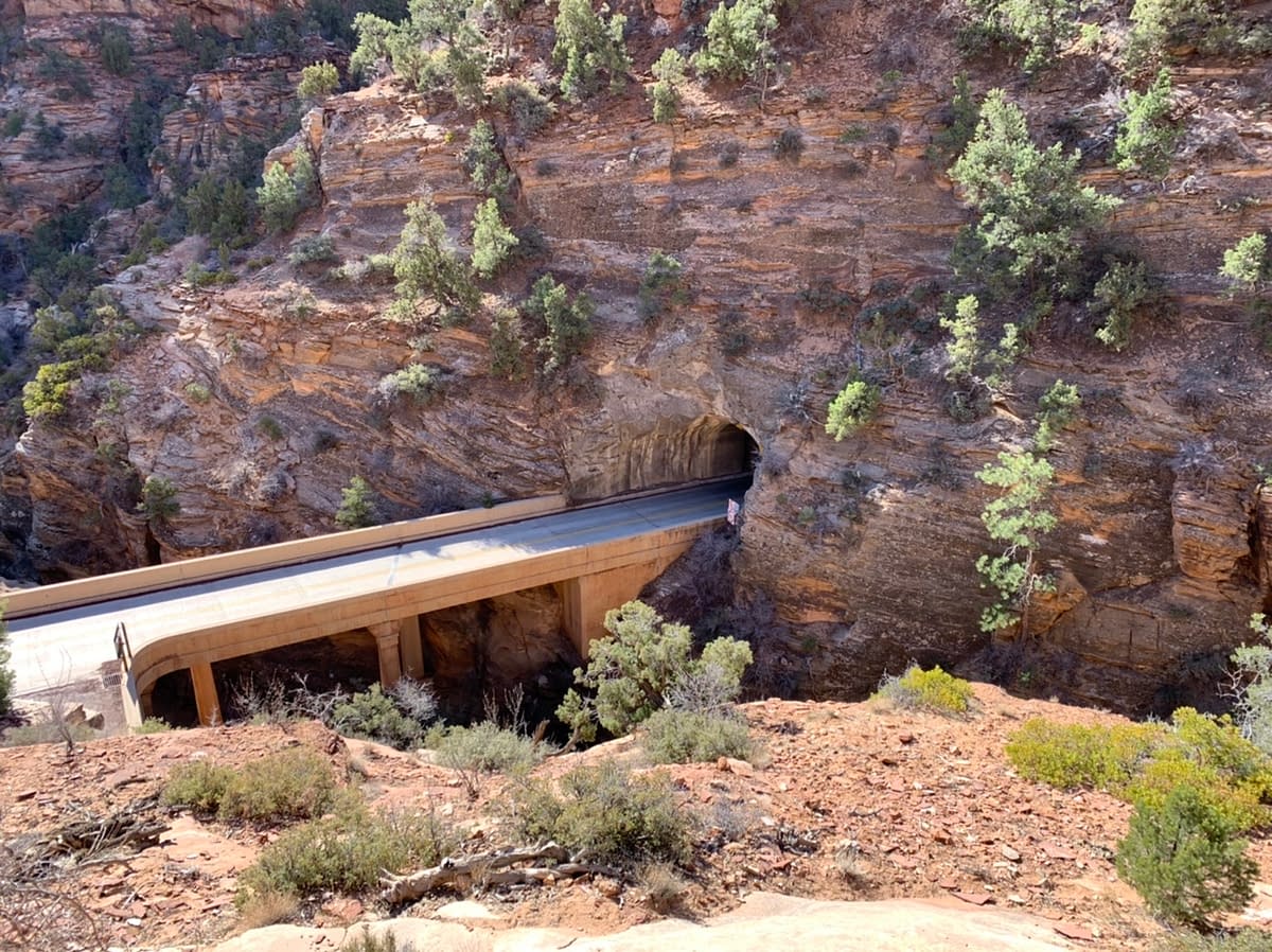 The east tunnel entrance to the Zion-Mt. Carmel tunnel