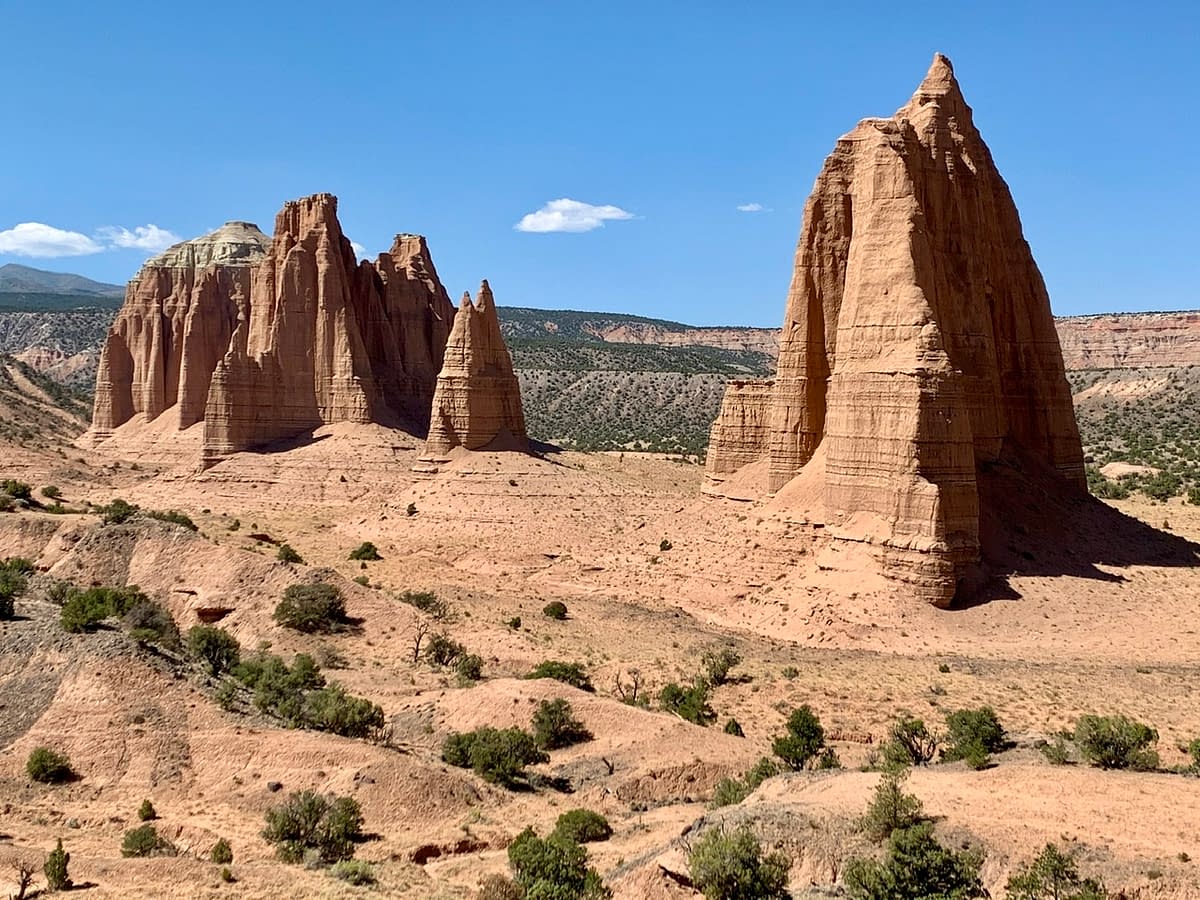 Sandstone monoliths in Cathedral Valley.  A Remote section of Capitol Reef National Park