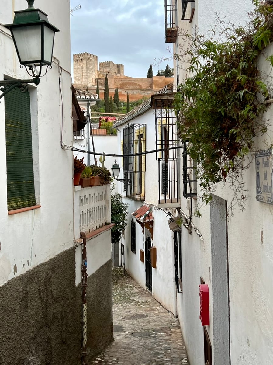One of the best Alhambra viewpoints - the Alhambra appears to sit on top of houses in the Albaicin
