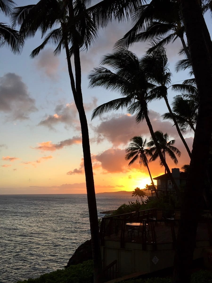 A sunset on the south shore of Kauai Hawaii