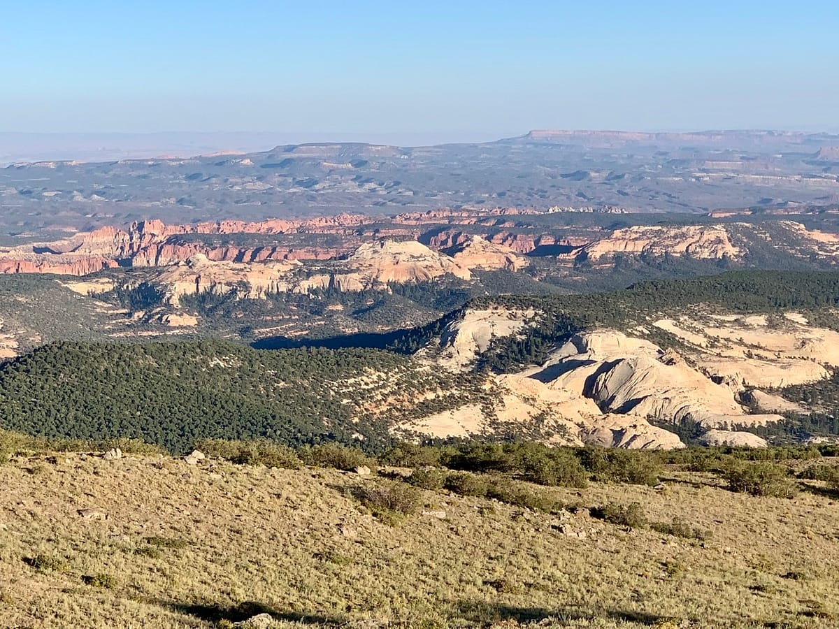 The view out across Capitol Reef National Park while driving across Boulder mountain