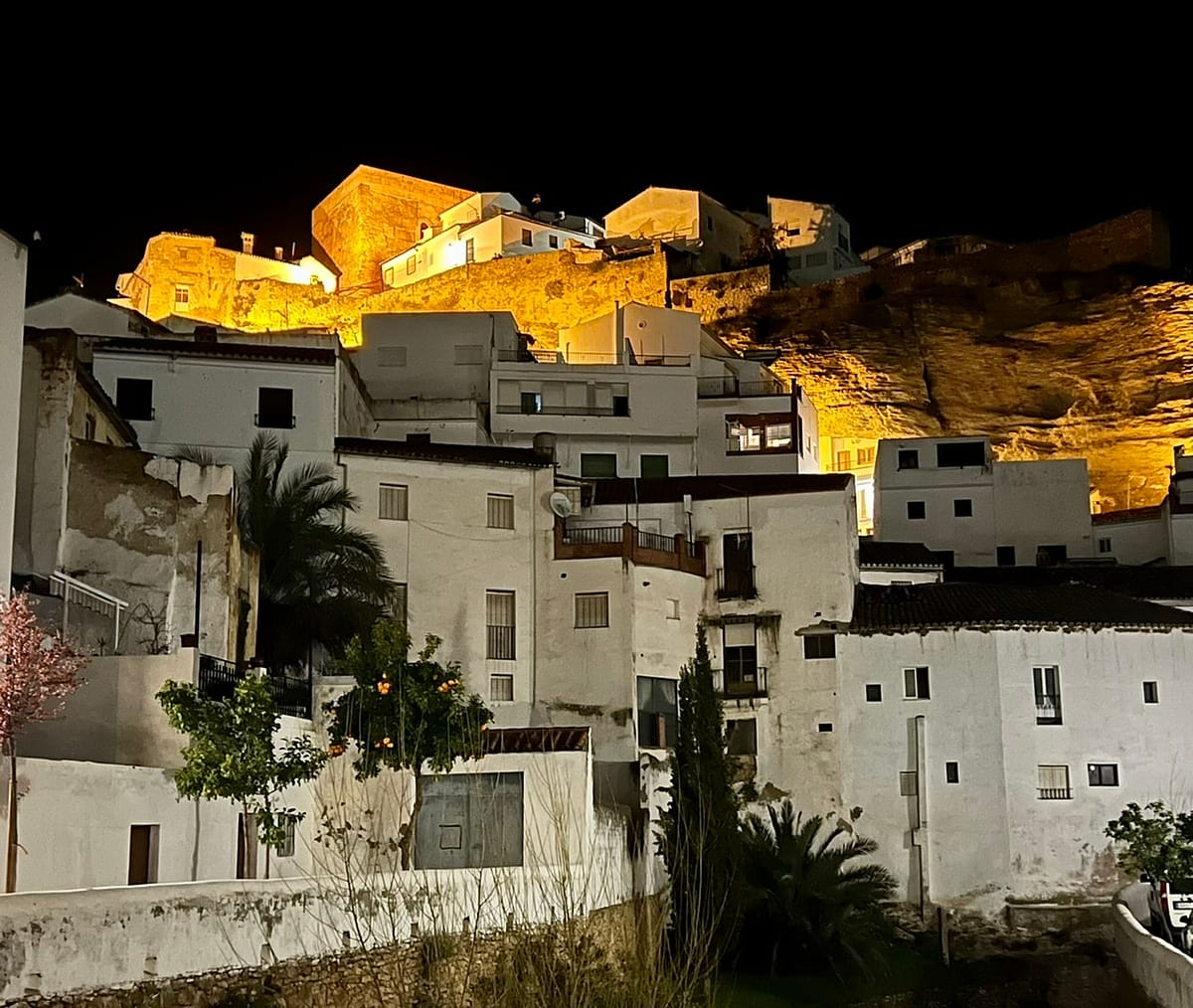 The remains of a 12th century Moorish castle overlooks the Andalusian White Village of Setenil de las Bodegas