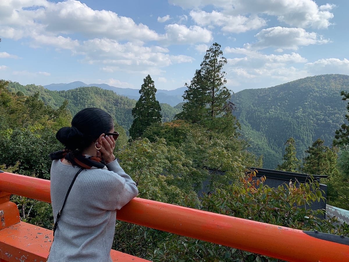 View across the mountains from the Kurama-dera temple just north of Kyoto Japan