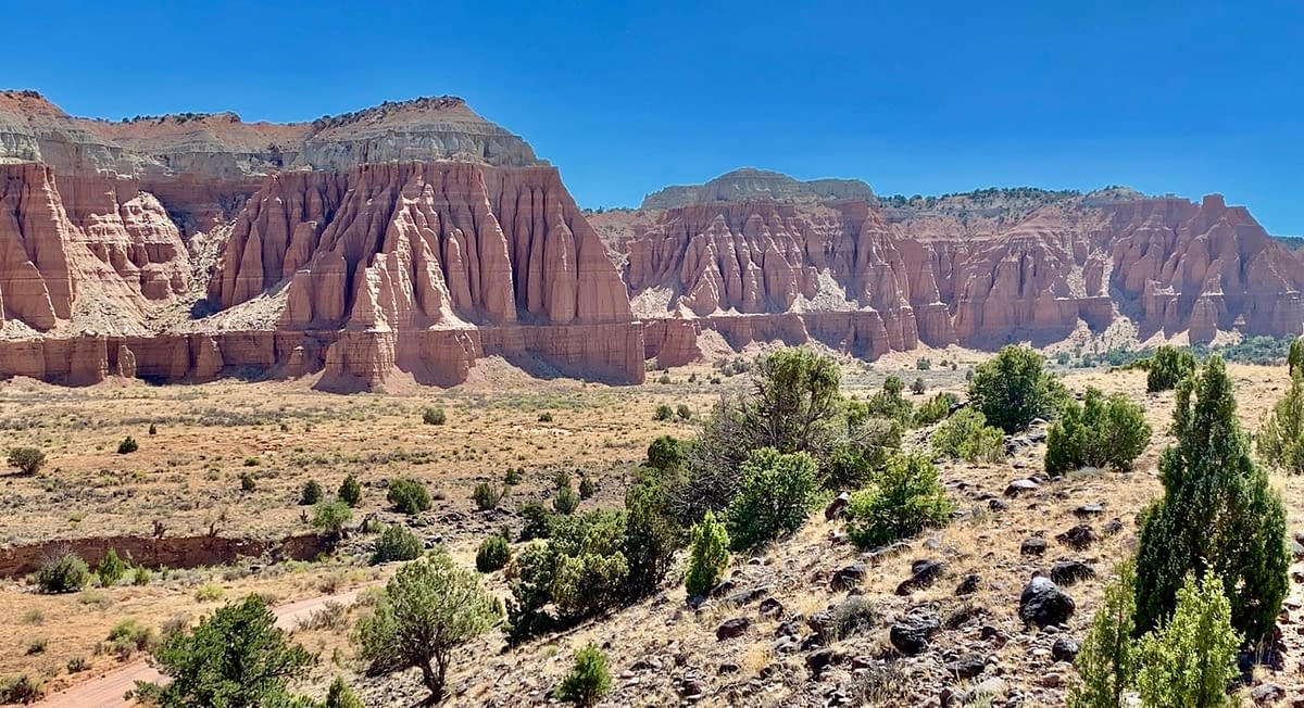 The beautiful valley walls in Capitol Reef National Park's Cathedral Valley