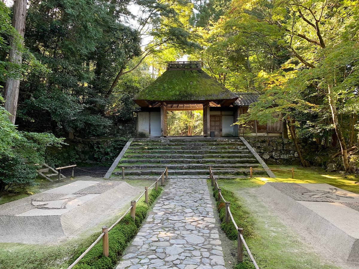 Main entrance to Honen-in Temple near Philosophers Walk in Kyoto Japan