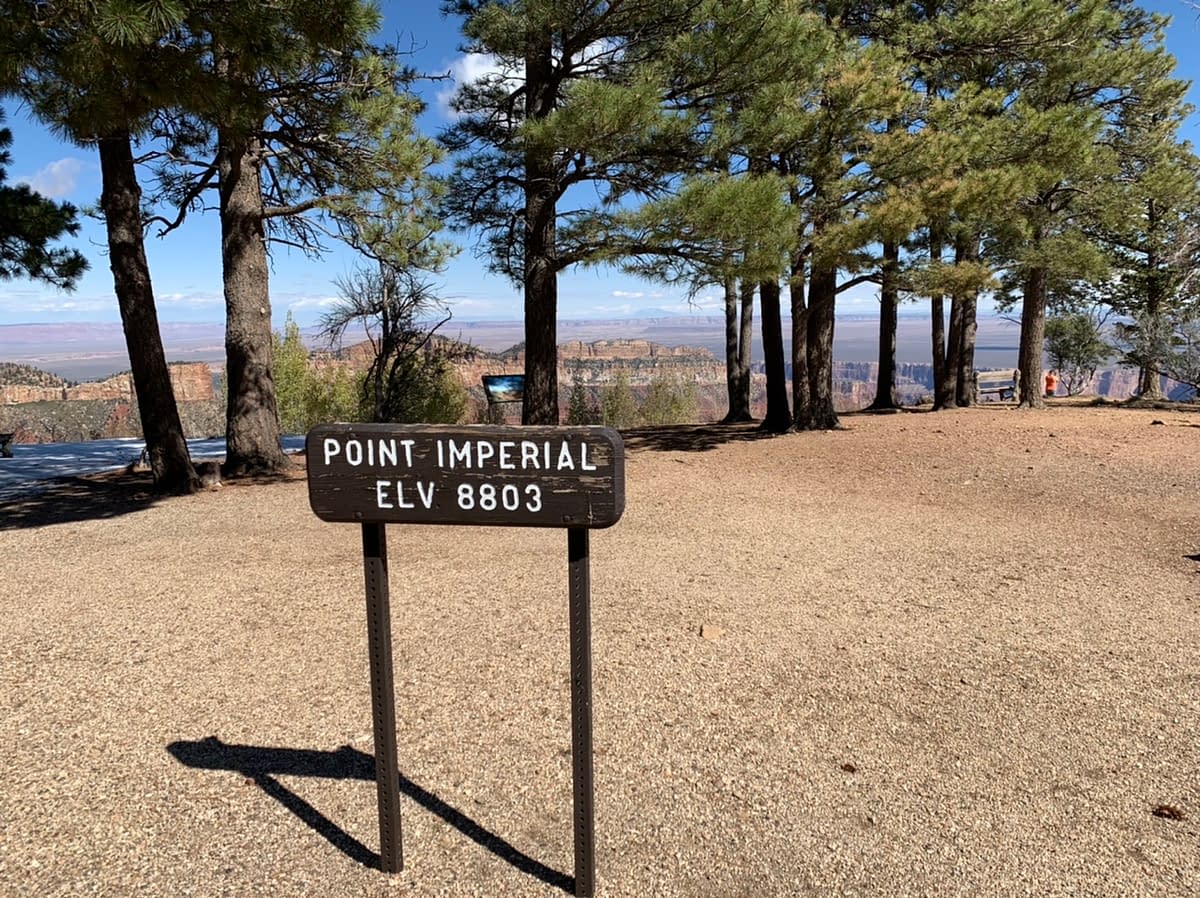 A sign marks the start of a dry pathway at Imperial Point at the Grand Canyon