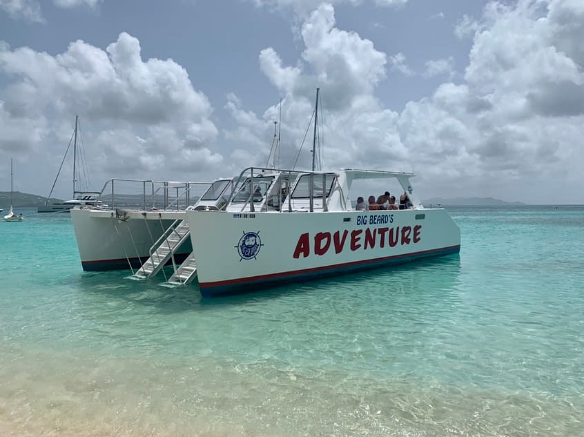Big Beard's 42 foot Catamaran - our ride while snorkeling at Buck Island Reef in the Virgin Islands