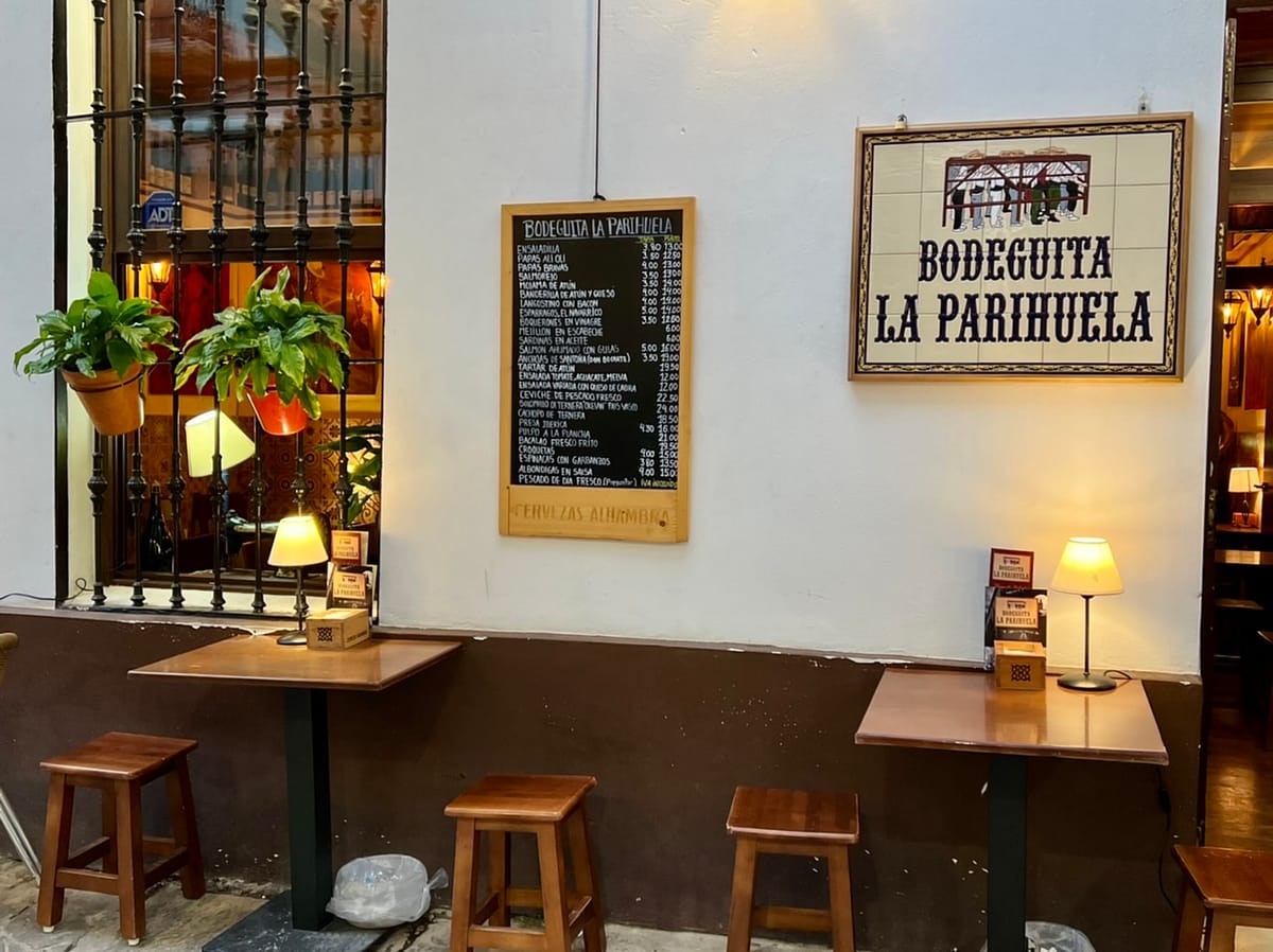 The outside of the Boedguita La Parihuela tapas bar in Seville