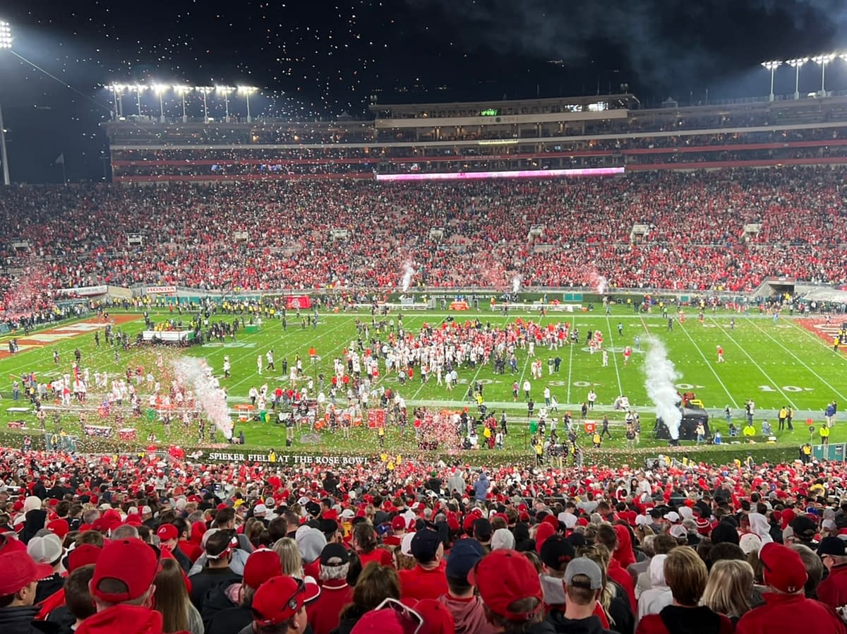 Celebration for Ohio State at the end of the 2022 Rose Bowl
