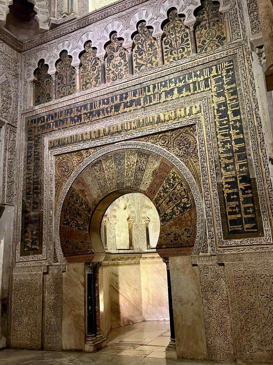The intricately decorated Mihrab in the Mosque-Cathedral of Cordoba