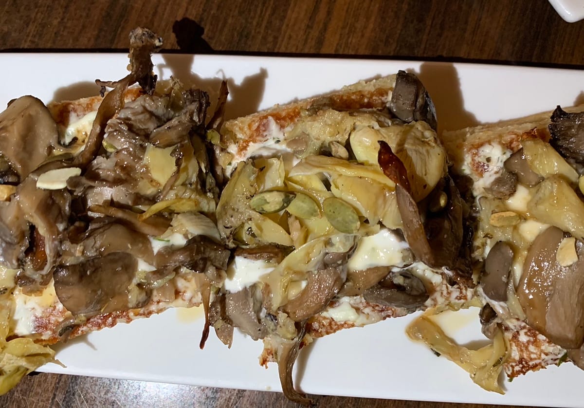 An Artichoke and Foraged Mushroom Toast at Sego in Kanab Utah - eating here was one of my favorite food and travel experience of 2021