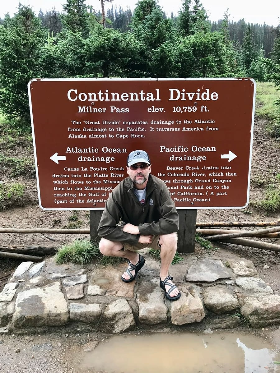 The Thorough Tripper perched on either side of the Continental Divide in Rocky Mountain National Park